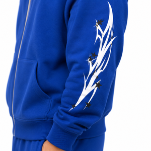 Conjunto de Sudadera con Capucha y Pantalones Cortos de Invierno para Hombre, 100% Algodón, Felpa Transpirable, Tela de 400g, Diseño Desgastado por el Sol, con Cierre de Cremallera - Product Image 5