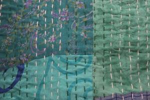 Funda de cojín Kantha de retazos Sari de seda funda de cojín Kantha decorativa de almohada Bohemia - Product Image 6