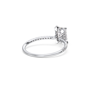 Bague solitaire REYES, nouveau design, argent sterling 925, moissanite VVS, taille radiant, halo caché, accessoires de luxe pour femmes, bijoux fins - Product Image 4