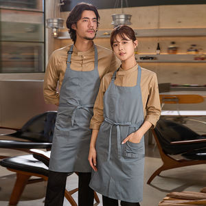 High Quality Cotton Blend Long Sleeved <b>Kitchen</b> <b>Apron</b> Washable Canvas Chef <b>Apron</b> with Embroidered Logo for Men Women Household - Product Image 1