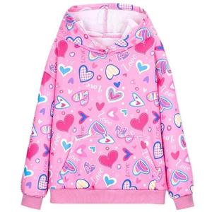 Sudadera con Capucha para Niñas, Estampado de Leopardo Morado, Manga Larga, Bolsillo Canguro, Ribete en Contraste, Estilo Casual Urbano - Product Image 4