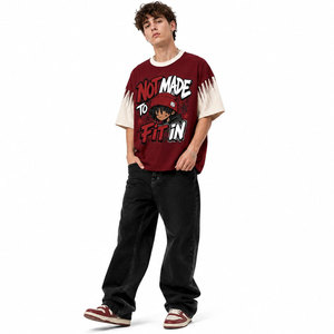 Camisetas de Hombre al por Mayor de Alta Calidad, 100% Algodón, Impresión DTG, Diseño Hip Hop, Hombros Caídos, Estilo Vintage Lavado al Ácido - Product Image 5