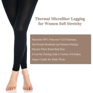 Leggings Térmicos de Microfibra Negros para Mujer, Leggings Ajustados Suaves y Elásticos para el Invierno - Product Image 6