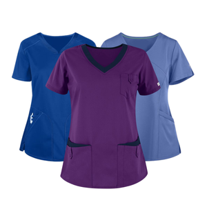 Prix d'usine uniforme d'infirmière personnalisé conception supérieure de gommage clinique extensible taille sans rides robes de patients hospitalisés uniforme FMF - Product Image 2