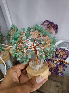 High Quality Gemstone Crystal Carved Shadow Carving <b>Tree</b> with <b>Light</b> Natural Crystal Chips Christmas Gift From Gujarat - Product Image 3