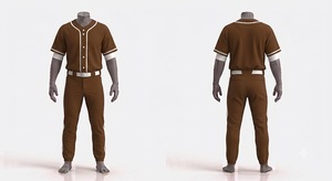 Ensemble uniforme de baseball pour homme, maillot à manches courtes marron, pantalon respirant, coupe régulière, vêtements pour toutes les saisons - Product Image 2