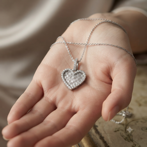 เครื่องประดับทองคำแท้ 14K ทำมือ ประดับเพชรแล็บโกรว์ รูปหัวใจสุดคลาสสิก สร้อยคอจี้ห้อย โรแมนติก ของขวัญวันวาเลนไทน์ - Product Image 4