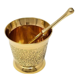 ครกสากโลหะทองเหลืองขัดเงาสีทองแบบทันสมัยสำหรับใช้ในครัว - Product Image 3
