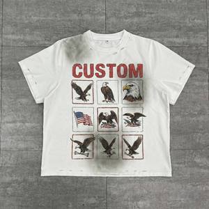 Custom Clothing Manufacturers 100% Cotton DTG Print Tee Heavyweight Oversized Boxy <b>Tshirt</b> Dirty Acid Wash Distressed T Shirt - Product Image 1