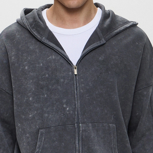 Sweat à capuche zippé pour homme, taille personnalisée, style décontracté, effet délavé à l'acide, entièrement personnalisable, fabriqué en usine, en vente - Product Image 3
