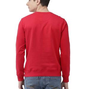 Suéter de Punto Rojo para Hombre, Cuello Redondo, Corte Regular, Color Sólido, Casual, Manga Larga, 100% Algodón, para Otoño - Product Image 4