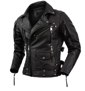 Chaqueta de Motociclista Unisex de Cuero Vacuno Genuino, Chaqueta de Cuero Natural para Motociclista, Chaqueta de Moto Vintage Retro de Secado Rápido para Todas las Estaciones - Product Image 1