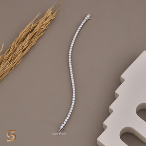 Pulsera de tenis de moissanita de 3 mm |   Corte Redondo, Color D, VVS1 |   Pulsera de Plata de Ley 925 con Aspecto de Diamante |   Joyería de Tenis de Lujo para Regalo - Product Image 5