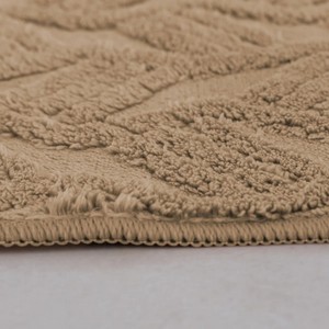 Tapis de bain rectangulaire en coton géométrique moderne, antidérapant avec dos en caoutchouc, beige, pour sol de salle de bain - Product Image 3