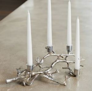 Candélabre en métal argenté à 5 branches, style arbre vintage, porte-bougie, décoration d'intérieur - Product Image 5