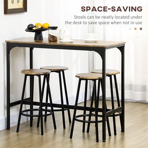 Set di mobili da Bar industriali in 5 pezzi sgabelli rotondi con struttura in metallo e tavolo per sala da pranzo da Pub - Product Image 5