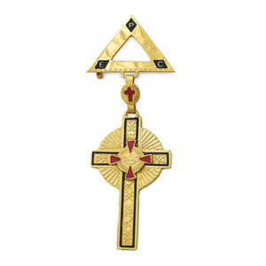 Medalla de mérito personalizada para oficiales de los Caballeros Templarios anteriores almirantes, joya de pecho, chapada en oro, insignia masónica con barra grabable - Product Image 2