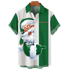 Camisas de Hombre Nuevas en Oferta, Camisas Hawaianas Casuales de Un Botón para Hombre, Blusas de Manga Corta con Estampado Navideño - Product Image 3