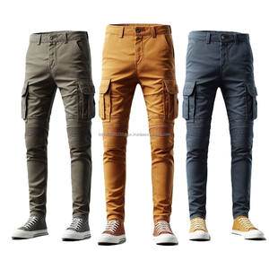 Pantalones Cargo de algodón Premium para hombre, pantalones ajustados con múltiples bolsillos, cintura media, cierre frontal plano con cremallera, ropa de calle, diseño OEM - Product Image 4