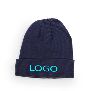 Warm Knitted 100% <b>Wool</b> Beanie <b>Hat</b> Custom Flock Print Embroidery Design Stretchable Skull Cap for <b>Men</b> Women Winter Street Style - Product Image 4