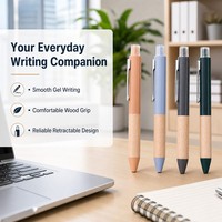 Stylo à encre gel en bois durable avec écriture fluide, rechargeable et clip métallique pour l'école, le bureau et les cadeaux d'affaires