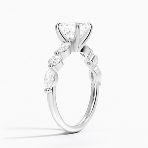Anillo BOJ 097 con Corte Asscher, Plata 925, Halo de Piedras, Engaste de Garras, Anillo Solitario con Diamante de 2ct, Color D, VVS1, Moissanita, Certificado GRA - Product Image 2