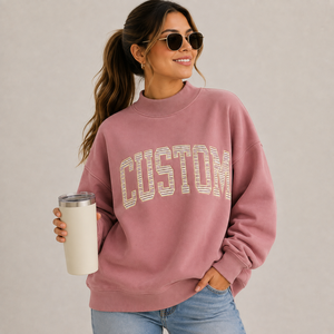 Sweat-shirt molletonné oversize à col montant pour femme, coupe décontractée, épais, doux, respirant, écologique, 380g, idéal pour les voyages et les loisirs - Product Image 1