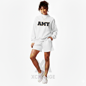 Womens Winter Oversized Mockneck Sweatshirt Loose Fit Fleece Pullover Short Sleeves Side <b>Split</b> Design Embroidered Front Logo - Product Image 5