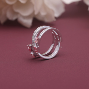 IGI Certified Fancy Pink Lab Grown Diamond <b>Open</b> Wrap <b>Ring</b> 14K White Gold Emerald Cut Diamond Spiral <b>Ring</b> for Women - Product Image 4