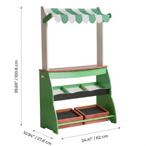 Juguete de puesto de mercado de madera MDF ecológico para niños con toldo, báscula, pizarra y contenedores de almacenamiento para juego de rol - Product Image 4