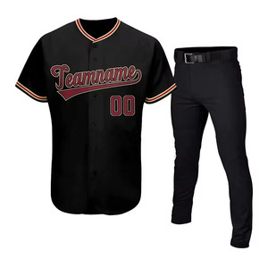 Uniforme de Béisbol Personalizado para Hombre, Jersey Negro con Nombre del Equipo 00, Bordado Tackle Twill, Corte Regular, para Todas las Temporadas, Uniforme de Béisbol Estadounidense - Product Image 1