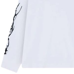 Camiseta de Manga Larga para Hombre, Blanca, con Estampado Gráfico, Cuello Redondo, Algodón, Estilo Casual, Urbano, con Diseño en Mangas y Espalda - Product Image 3