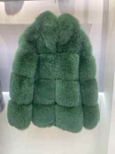 Handsome Men's Green Real Fox Fur Coat <b>Winter</b> Warm <b>Quilted</b> Patchwork Genuine Fur Jacket Streetwear - Product Image 3