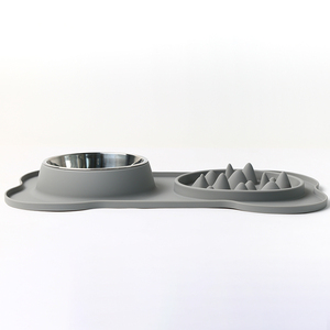 2 In 1 Elevated Slow Feeder <b>Mat</b> With Stainless Steel Bowl For Pets - Product Image 3