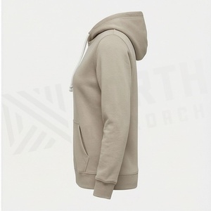 Sweat-shirt à capuche pour femme en molleton de coton pur doux, respirant, à manches longues, épais et chaud, décontracté, pour l'automne et l'hiver - Product Image 3