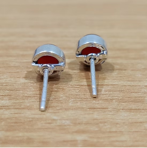 Small Size <b>Silver</b> 925 <b>Stud</b> <b>Earring</b> With Carnelian Gemstone - Anti Tarnish Wholesale Jewelry - Product Image 3