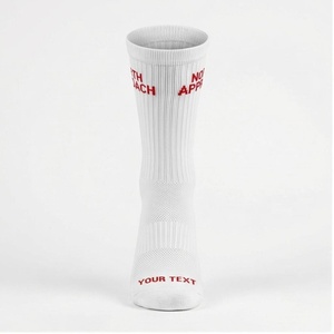 White Crew Athletic <b>Socks</b> With Red Letter Printing <b>Breathable</b> Cotton Basketball <b>Socks</b> For Adults Summer Season - Product Image 1
