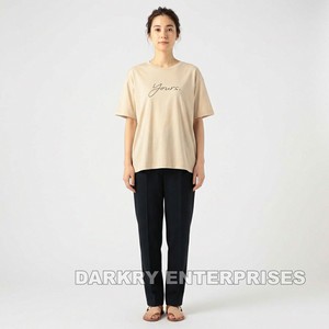 Camiseta de Mujer de Corte Holgado con Estampado Personalizado, Color Beige, Fabricada en Algodón Suave, Venta al Por Mayor para Boutiques - Product Image 1