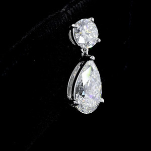 Pendientes de Dos Piedras con Diamantes Cultivados en Laboratorio, Corte Redondo y en Forma de Pera, Oro de 10K, 14K, 18K y Plata 925, 935, Regalo de Boda, Joyería Fina - Product Image 3