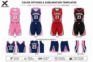 Ensemble d'uniformes de basketball pour femmes et jeunes filles, respirant, à séchage rapide, 100% polyester, sans manches, taille élastique, imprimé sur mesure - Product Image 4