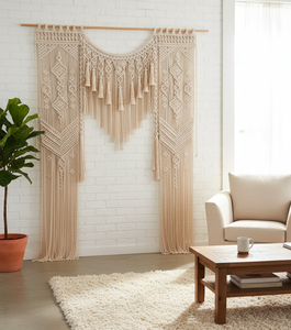 Rideau mural en macramé fait main, style bohème, lourd, pour la décoration de cérémonies, de fêtes, de maisons, d'événements, de réceptions et d'hôtels - Product Image 5