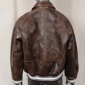 Veste pour homme unie la plus vendue, style streetwear, avec broderie, manches en cuir, personnalisable, type baseball, universitaire, Letterman, Varsity - Product Image 3