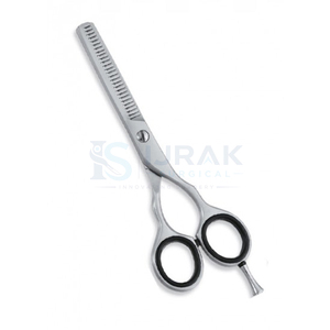 Ciseaux professionnels pour la parrure des cheveux, en acier inoxydable 440C, 28 dents, pointe arrondie, pour droitiers, manche long, outils de salon - Product Image 1
