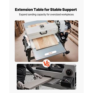 Levigatrice a Tamburo a Doppio Motore da 22 Pollici con Supporto, 1.75HP, 1440RPM, Velocità Variabile, Tavoli di Estensione a Nastro per Lavorazione del Legno, Pialle per Legno - Product Image 6