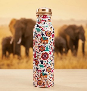 Pure <b>Copper</b> Water <b>Bottle</b> Reusable <b>Drinking</b> <b>Bottle</b> For Healthy Daily Hydration Home Office Travel Fitness Outdoor Activities - Product Image 4