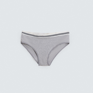 Braguitas de cintura media para mujer, color gris liso, 100% algodón, transpirables, de punto, grosor estándar, lavables a máquina - Product Image 1