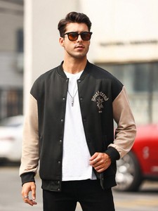 Modern College Streetwear <b>Baseball</b> Varsity <b>Jacket</b> <b>for</b> <b>Men</b> Snap Button Closure Custom Lightweight Fleece Trendy Winter Fashion - Product Image 3