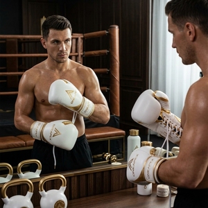 Guantes de Boxeo Blancos y Dorados, Guantes de Entrenamiento Profesional, Guantes de Boxeo Acolchados, Logotipo Personalizado OEM, Guantes Deportivos al por Mayor - Product Image 5