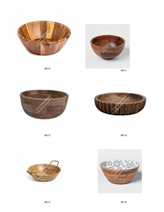 Frutero de madera estilo rústico, recién llegado, tazones decorativos hechos a mano, tazón grande curvo de madera de mango para decoración del hogar y mesa. - Product Image 3