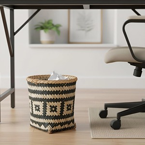 Handmade Rattan Waste Basket Perfect For <b>Study</b> <b>Table</b> Library Corner And Workspace Organization Waste Bin From India - Product Image 4